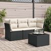vidaXL 4 Piece Garden Sofa Set with Cushions Black Poly Rattan