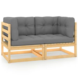 vidaXL Garden 2-Seater Sofa with Cushions Solid Pinewood