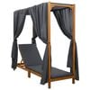 vidaXL Single Sun Lounger with Canopy and Curtains Solid Acacia Wood