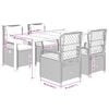 vidaXL 5 Piece Garden Dining Set with Cushions Grey Poly Rattan