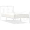 vidaXL Metal Bed Frame without Mattress with Footboard White 90x190cm
