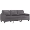 vidaXL 3-Seater Sofa with Footstool Grey 180 cm Faux Leather