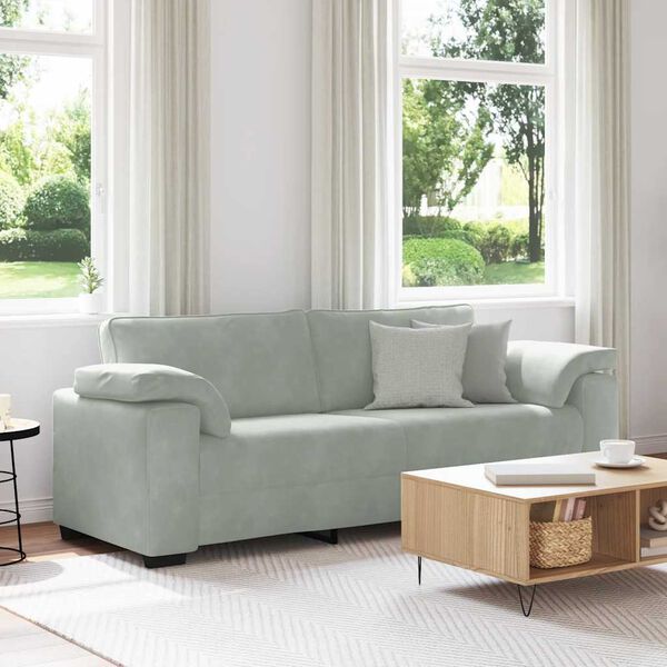 vidaXL 3-Seater Sofa Light Grey 220x77x82 cm Velvet