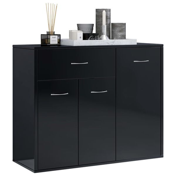 vidaXL Sideboard High Gloss Black 88x30x70 cm Engineered Wood