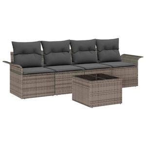 vidaXL Sofa Set 5 pcs Grey Poly Rattan