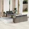 vidaXL 6 Piece Garden Sofa Set with Cushions Grey Poly Rattan
