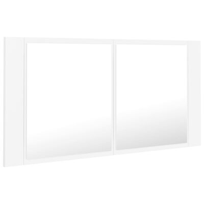 vidaXL LED Bathroom Mirror Cabinet White 90x12x45 cm Acrylic