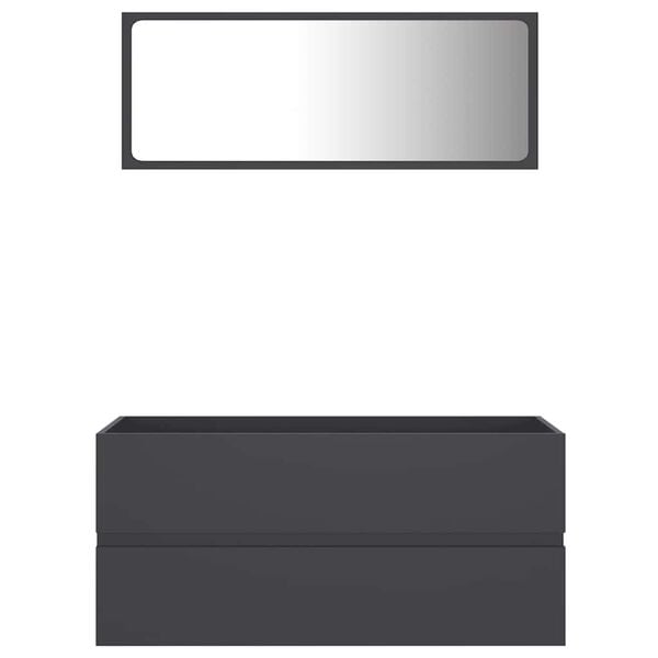 vidaXL 2 Piece Bathroom Furniture Set Grey Engineered Wood