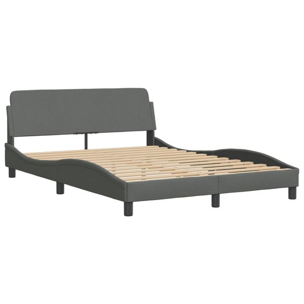 vidaXL Bed Frame without Mattress "Hvar" Dark Grey 137x190 cm Double Fabric