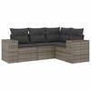 vidaXL 4 Piece Garden Sofa Set with Cushions Grey Poly Rattan