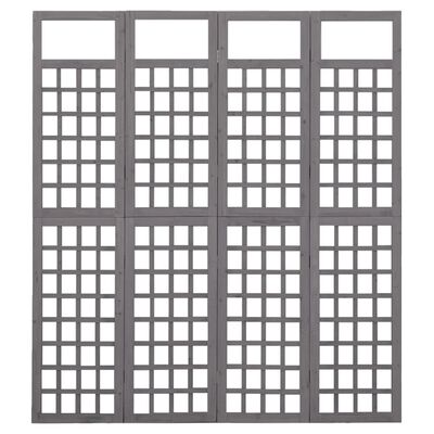 vidaXL 4-Panel Room Divider/Trellis Solid Fir Wood Grey 161x180 cm