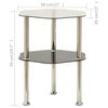 vidaXL 2-Tier Side Table Transparent & Black 38x38x50cm Tempered Glass