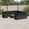 vidaXL 13 Piece Garden Sofa Set with Cushions Black Poly Rattan