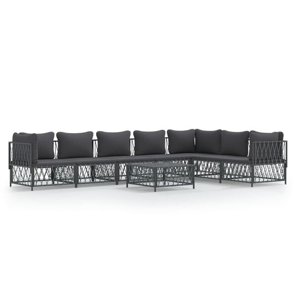 vidaXL 8 Piece Garden Lounge Set with Cushions Anthracite Steel