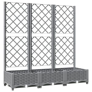 vidaXL Garden Planter with Trellis Light Grey 120x40x121.5 cm PP