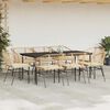 vidaXL 9 Piece Garden Dining Set with Cushions Brown Poly Rattan Glass