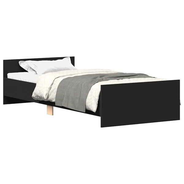 vidaXL Bed Frame without Mattress Black 90x190 cm Single Engineered Wood