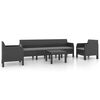 vidaXL 4 Piece Garden Lounge Set with Cushions PP Rattan Anthracite
