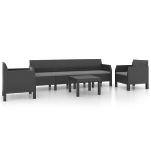 vidaXL 4 Piece Garden Lounge Set with Cushions PP Rattan Anthracite