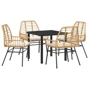 vidaXL Garden Dining Set 5 pcs Brown Poly Rattan