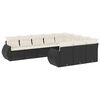 vidaXL 10 Piece Garden Sofa Set with Cushions Black Poly Rattan