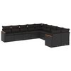 vidaXL 10 Piece Garden Sofa Set with Cushions Black Poly Rattan