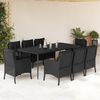 vidaXL 9 Piece Garden Dining Set with Cushions Black Poly Rattan