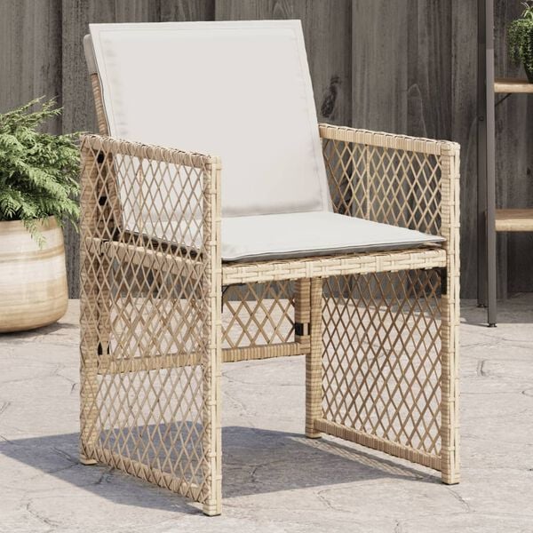 vidaXL Garden Chairs with Cushions 4 pcs Beige Poly Rattan