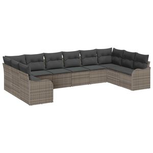 vidaXL Garden Sofa Set Grey Poly Rattan