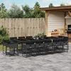 vidaXL 15 Piece Garden Dining Set with Cushions Black Poly Rattan