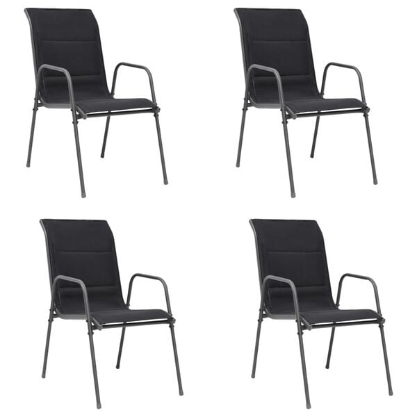 vidaXL Stackable Garden Chairs 4 pcs Steel and Textilene Black