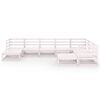 vidaXL 9 Piece Garden Lounge Set White Solid Pinewood