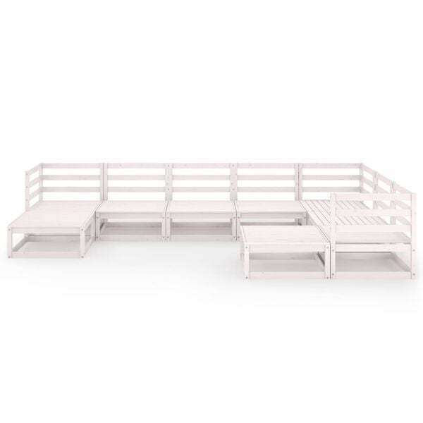 vidaXL 9 Piece Garden Lounge Set White Solid Pinewood