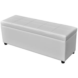 vidaXL Storage Bench | White | Wood | Long | Foldable | Storage Bench