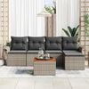 vidaXL Garden Sofa Set with Cushion 6 pcs Grey Poly Rattan