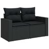 vidaXL 7 Piece Garden Sofa Set with Cushions Black Poly Rattan