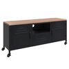 vidaXL TV Cabinet Black 110x30x43 cm Iron and Solid Wood Fir