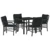 vidaXL Garden Dining Set 5 pcs Black Poly Rattan