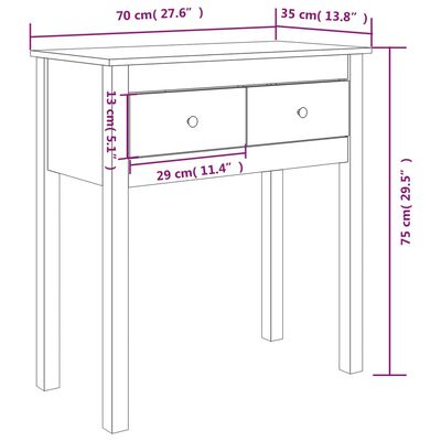 vidaXL Console Table 70x35x75 cm Solid Wood Pine