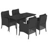 vidaXL 5 Piece Garden Dining Set with Cushions Black Poly Rattan