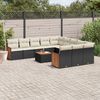 vidaXL 12 Piece Garden Sofa Set with Cushions Black Poly Rattan
