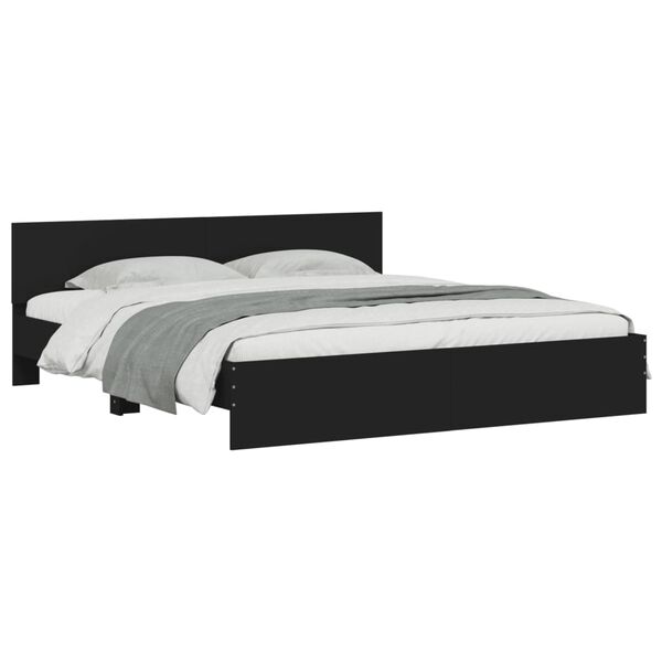 vidaXL Bed Frame without Mattress Black 180x200 cm Super King