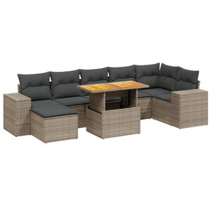 vidaXL 8 Piece Garden Sofa Set with Cushions Grey Poly Rattan