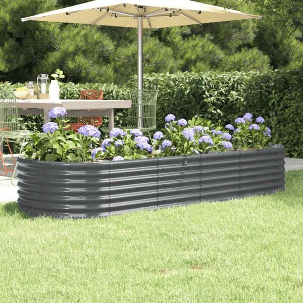 vidaXL Garden Raised Bed Galvanised Steel 224x80x36 cm Anthracite
