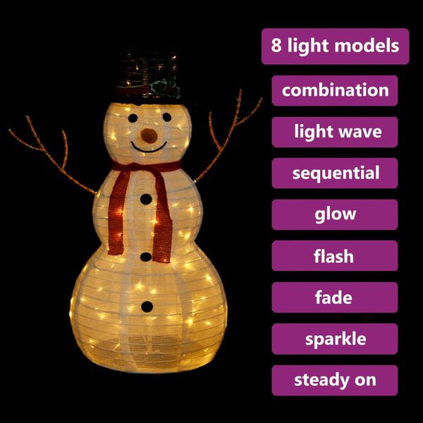 vidaXL Decorative Christmas Snowman Figure with LED Luxury Fabric 90cm