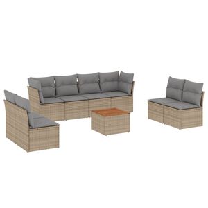 vidaXL 9 Piece Garden Sofa Set with Cushions Mix Beige Poly Rattan