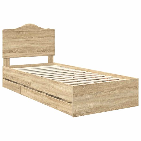 vidaXL Bed Frame with Drawer Sonoma Oak 90 x 200 cm Engineer Wood