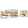 vidaXL 5 Piece Garden Lounge Set with Light Grey Cushions Bamboo