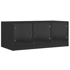 vidaXL Coffee Table with Glass Doors Black 102x50x42 cm
