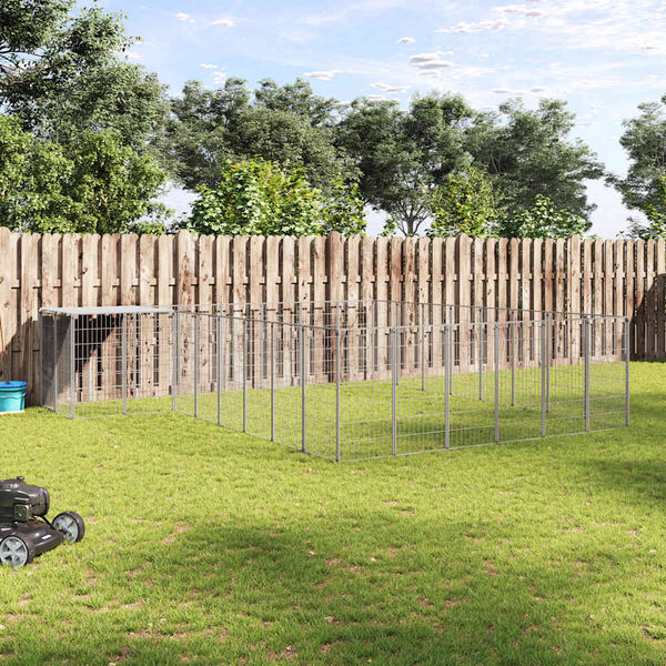 vidaXL Dog Kennel Silver 15.73 m&sup2; Steel